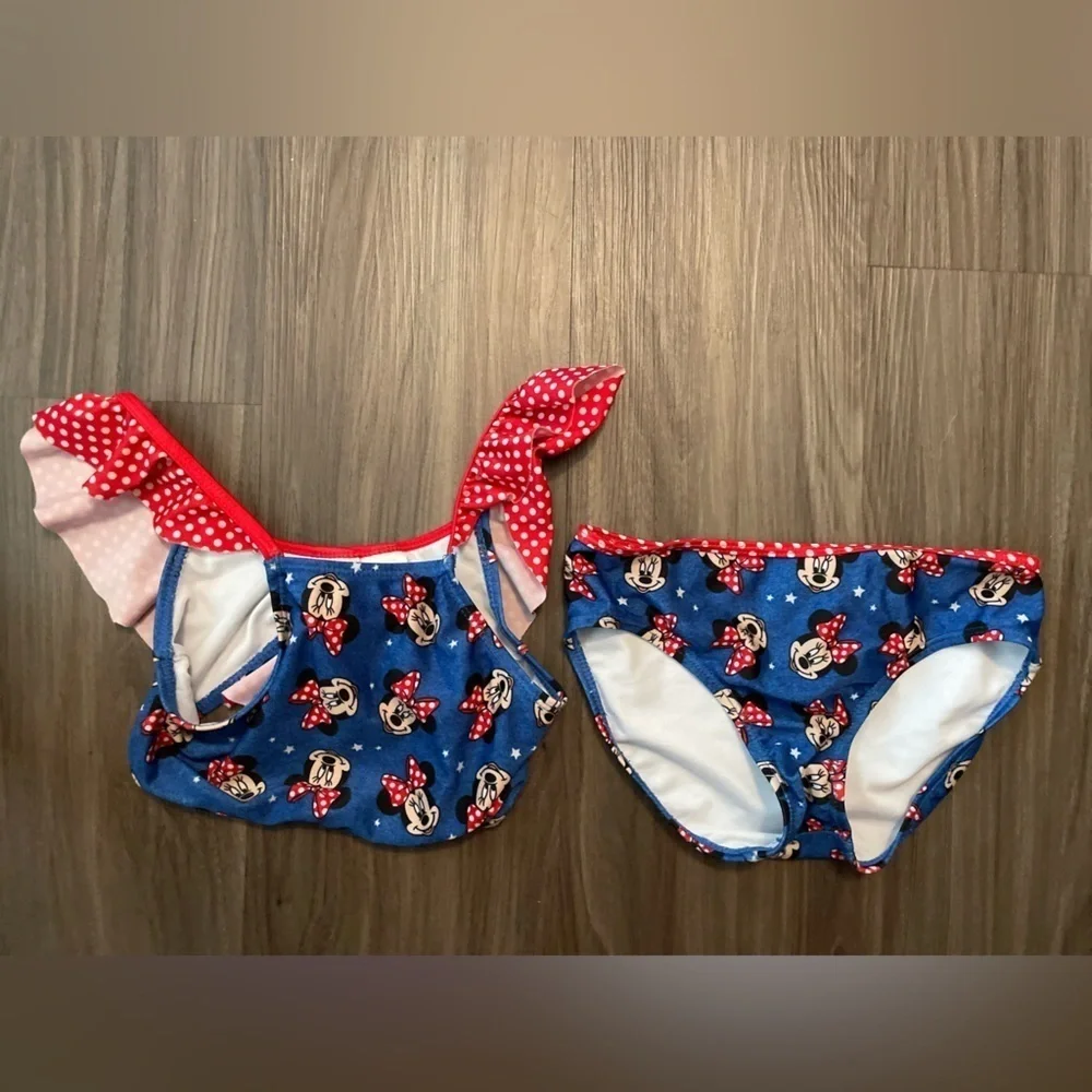 Disney Blue and Red Minnie Mouse Bikini two piece set size M